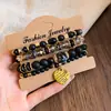 Conjunto de Pulseiras de Contas Multicamadas Coração Estilo Boêmio Pulseira de Mão com Contas Pulseira de Anel para Mão Joias para Mãos Femininas