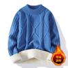NASA Nuevo Suéter para Hombre Otoño e Invierno Marca de Moda Suéter de Flor Trenzada Cuello Redondo Grueso Cálido Interior Estudiante Suéter Tejido