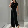 Mono Recto de Color Sólido con Cuello Redondo y Cintura Ajustable, Elegante Ropa de Trabajo, Moda Europea y Americana Transfronteriza, Novedad de Verano 2026 de Amazon