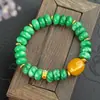 Pulsera Verde Seca Color Jade Tielong Sheng Lutong Fila de Mano Roca de Cuarzo Cadena de Cuentas de Jade Base Blanca Verde Completamente Verde Pulsera de Jade