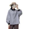 Camisa Chunmu de lino de manga larga con cuello de oreja para mujer, estilo japonés Mori, estilo artístico, de un solo pecho, holgada y combinable.