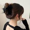 Nuevo Moño 2024 Clip de Pluma Negra para Mujer Parte Trasera de la Cabeza Otoño e Invierno Pinza de Tiburón de Gama Alta Pinza para el Cabello