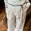 Cinto Estampado de Leopardo Tendência Estilo Garota Picante para Mulheres Y2K Personalidade Subcultura Larga de Couro Acessório Emagrecedor Cinturão de Strass Moda