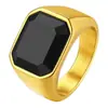 Anillos de Pareja Europeos y Americanos Transfronterizos, Anillos de Acero de Titanio, Anillos Sellos Simples y Elegantes de Acero Inoxidable 304 con Piedras Preciosas Grandes