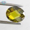 Gema Huagang en forma de huevo con doble superficie de tortuga, circón verde oliva, piedra desnuda, superficie de celosía ovalada, gema con diamante CZ al por mayor