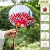 Regalo para el Día del Maestro: Kit de materiales DIY para abanico de flor eterna y flor seca, abanico hecho a mano, abanico de palacio en blanco estilo antiguo
