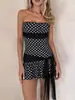Nuevo producto transfronterizo: Moda primavera/verano estilo europeo y americano, simple y sexy, elegante vestido sin tirantes con cintas y minifalda ajustada al cuerpo