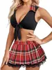 Amazon AliExpress Suministro Transfronterizo Europeo y Americano 2023 Nuevo Atractivo Tentación Escote en V Profundo Reúne Ropa Sexy de Estudiante