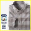 Camisa de algodón 100% cepillado, camisa casual de negocios de manga larga para hombre, camisa de cuadros de algodón puro retro de alta calidad, venta al por mayor de fábrica