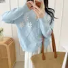 Chaqueta Suéter Floral Fresca y Dulce Estilo Coreano para Mujer, Nuevo Cardigan de Punto Elegante para Otoño e Invierno que Reduce la Edad, Top Suave