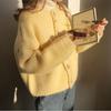 Nuevo Cárdigan Amarillo de Punto para Mujer Ropa Exterior Holgada Estilo Gentil Estilo Japonés Estilo Primavera y Otoño 2025 Chaqueta de Punto Suave y Ceroso para Mujer
