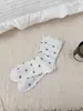 Calcetines estilo ballet, calcetines de otoño e invierno de color liso, con lunares lindos, de media pantorrilla para mujer, con encaje, calcetines apilables dulces y lindos