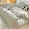 Conjunto de Roupa de Cama de Algodão Integral de Quatro Peças, Algodão Puro Novo Estilo 2026, Roupa de Cama Fresca e Simples, Lençol, Capa de Edredom, Conjunto de Três Peças, Adequado para Todas as Estações