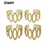 Wt-B714 Pulsera Abierta de Latón Texturizado con Diseño Único Ovalado de Forma O Grande y Pequeño, Decoración de Brazalete para Mujer