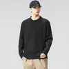 Sudadera para Hombre con Cuello Henry, Otoño 2026 Nuevo Estilo Americano Peso Pesado Algodón Puro Holgada Casual Manga Larga