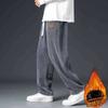 Calças forradas de velo cotelê espessado para homens outono e inverno na moda da marca solta reta perna larga casual inverno masculino calças wei