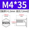 Yishenglong Pernos Remachables para Agujero Ciego de Acero Inoxidable Tuercas Remachables Placa de Presión Hexagonal Rosca Bsos-M3M4