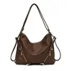 Bolso Tote de Gran Capacidad de Moda Estilo Motociclista para Mujer 2025 Otoño Nuevo Estudiante Clase Trabajo Ropa Bolso de Hombro Cruzado
