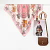 Bufanda de Seda con Patrón de Carruaje de Caballos de Colores y Espigas de Trigo, Bufanda para Mujer, Nueva Bufanda para el Cuello de Primavera y Verano, Ropa de Abrigo para Principios de Otoño, Pañuelo Pequeño Elegante