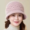 Gorro de invierno cálido con forro polar para madres, para compras, resistente al viento, con protección para los oídos, de punto, para mujeres de mediana edad y mayores, con lengua de pato y pelo de conejo, de lana para mujeres.