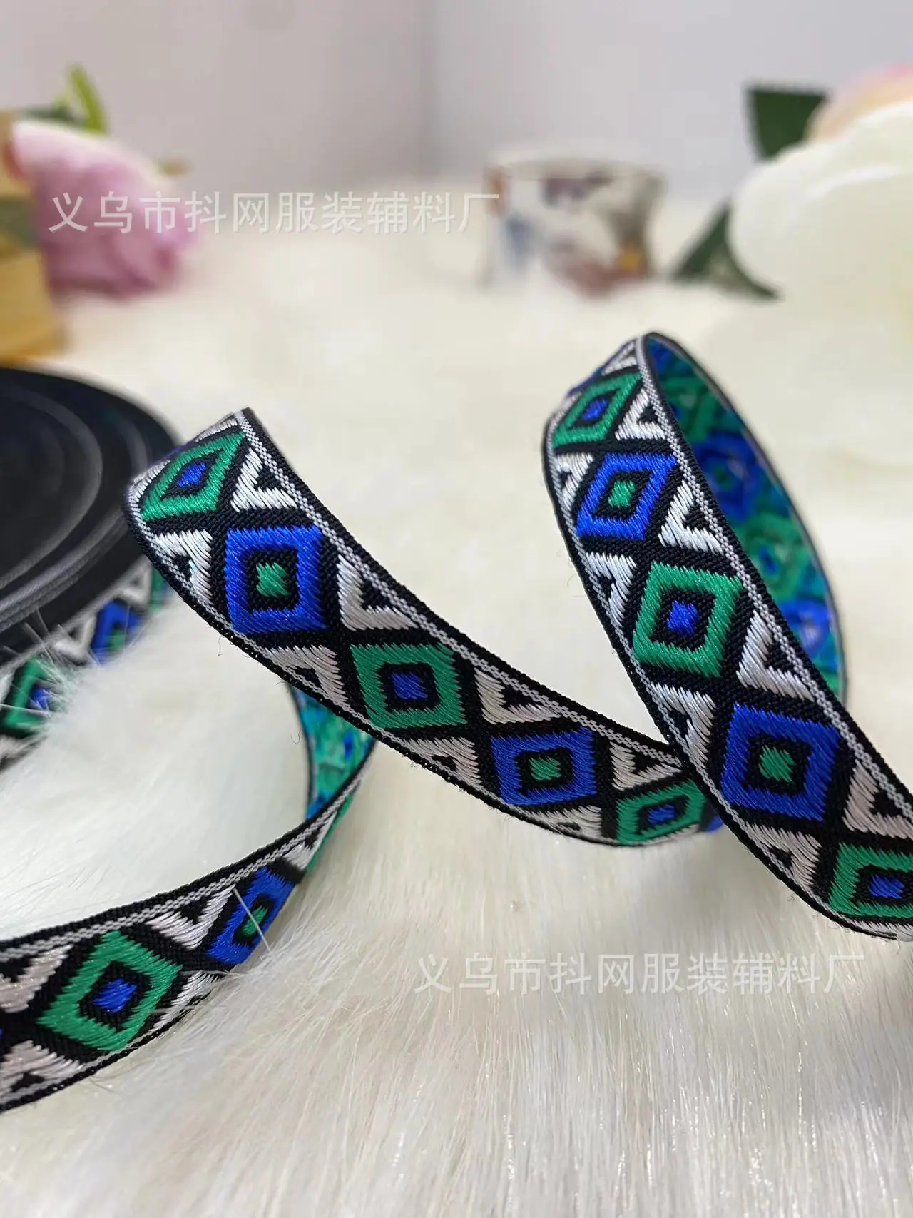 菱形提花刺绣织带发饰头饰包边带