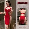 Fei Mu Gao Tirantes Divididos Terciopelo Moda Nacional Cheongsam 6701 Lencería Sexy Traje de Cadera Desnuda Pura