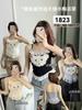 Camisola de Pelúcia Doce e Fofa de Cachorrinha Estilo Coreano Doce Borda de Renda Ajuste Slim Push-Up Pode Ser Usada por Fora e por Dentro