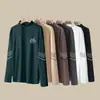 Camisa de Abrigo de Otoño para Hombre, Capa Interior Cálida de Doble Cara de Terciopelo Cepillado de Color Sólido, Cuello Medio Alto, Manga Larga, Camisa Base Engrosada para Otoño e Invierno