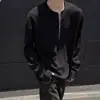 Camiseta de Manga Larga con Media Cremallera de Waffle para Hombre Primavera Marca de Moda Calle Alta Americana Sudadera de Cuello Redondo Holgada Casual Capa Base