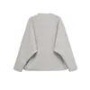 Exportación Transfronteriza Ropa de Mujer 2025 Otoño Estilo Europeo y Americano Cuello en V Manga Larga Con Cordones Longitud Media Chaqueta de Lana para Mujer B22578