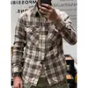 Versátil para Jóvenes Nueva Temporada Primavera y Otoño Estilo Hong Kong Tallas Grandes Retro Tendencia Marca Hip-Hop Tie-Dye Cuello Solapa Cuadros Blanco Cuadro Verde Cuadro
