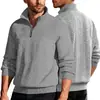 Sudadera con cremallera y cuello alto estilo retro americano informal, corte holgado, tejido grueso jacquard patchwork, manga larga, para otoño e invierno