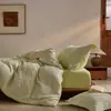 Juego de ropa de cama jacquard teñido en hilo de algodón de estilo vintage, juego de cuatro piezas de algodón puro, sábana de cama tejida gruesa, funda de edredón, sábana bajera, grado A para maternidad e infantil