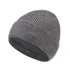 Gorros de Invierno para Hombre Transfronterizos Color Sólido Liso Gorros Gruesos de Lana Ciclismo al Aire Libre Cálidos con Plus de Terciopelo Gorros de Punto Venta al por Mayor