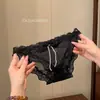 Pêssego Doce e Desejoso~Calcinha Fio Dental de Renda Transparente Sexy com Laço Doce para Mulheres 2026 Nova de Cintura Baixa Verão