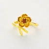 Accesorios transfronterizos: pendientes, anillos y collar de oro vietnamita en arena, conjunto de tres piezas, collar de flores de latón chapado en oro, joyería de oro de imitación.