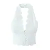 Nuevo Conjunto de Dos Piezas de Encaje Bordado Estilo Puro Dulce y Picante para Primavera y Verano Sexy Chaleco con Cuello Ajustado Minifalda de Tiro Bajo