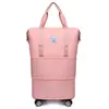 Bolsa de equipaje plegable expandible de doble capa de gran capacidad con ruedas, bolsa de viaje para viajes cortos con separación de secos y húmedos, bolsa de viaje portátil
