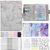 Carpeta A6 Transfronteriza Libro de Presupuesto Cuaderno de Mármol Carpeta de Cuero PU Tarjeta de Presupuesto en Efectivo Libro Mayor de Mano