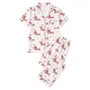 Bestseller de exportación europeo y americano transfronterizo: Pijama de seda de leche para mujer 2026, manga corta de verano, pantalón largo, ropa de casa, venta directa de fábrica
