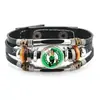 Pulseira Retrô de Couro com Contas e Fecho de Pressão Suporte de Leque Pulseira Logo da Equipe NBA Mavericks Lakers Mercadoria