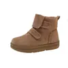 Botas de neve femininas estilo coreano, nova coleção outono/inverno 2026, forradas com fleece e espessadas para aquecimento, com fechos de velcro, botas curtas versáteis estilo Birkenstock e sapatos grandes de algodão