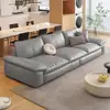Sofá de Couro Genuíno, Estilo Retro Minimalista Italiano, Sala de Estar Moderna Simples, Escritório, Sofá Nuvem de Couro em Linha Reta para Barco à Vela