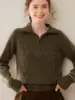Novo suéter de tricô de cashmere de cor sólida e peso pesado para outono e inverno para mulheres, suéter base de tricô trançado com zíper parcial, disponível para atacado