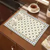 Alfombrilla Drenante de Diatomeas con Diseño de Azulejo Floral Retro para Encimeras de Cocina, Absorbente de Agua y Aceite, Alfombrilla Anti-Manchas, Aislamiento Térmico, Anti-Quemaduras, Alfombrilla Antideslizante