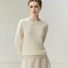 Suéter 100% cachemira pura para mujer, cuello redondo, corte holgado, versátil, diseño minimalista, con un tacto suave y cómodo, de manga larga, estilo pull-over, perfecto como capa base