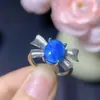 Anel de Opala Azul Colorida Natural com Pedra Principal Realçadora Branca 8*10mm, Prata S925 com Cravação Finamente Trabalhada, Venda Direta do Fabricante
