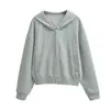 Korean Style Loose Hooded Cropped Zip-Up Sweatshirt Jacket Women's Autumn Elastic Drawstring Back Slit Midi Skirt Set