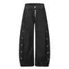G60025 High Street Estilo Americano Neutro Cor de Jeans Cru Solto Design de Botão Jeans Masculino em Forma de Sabre
