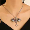 Collar de Dragón Gótico Retro Oscuro para Mujer Estilo Europeo y Americano ins Creativo Cadena Clavicular con Forma de Dragón Transfronterizo Cadena de Cuello Zodiacal Marea